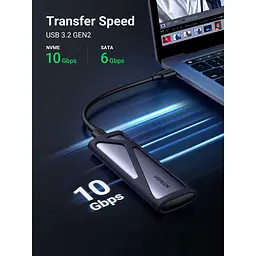 Зовнішня кишеня Ugreen для SSD M.2 (NVMe) M-Key 3.2 Gen2 CM400 Gray (90264) - мініатюра 9