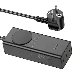 Мережевий подовжувач Hoco NS4 Sharp PD65W (2C1A) Desktop Socket Black - мініатюра 3