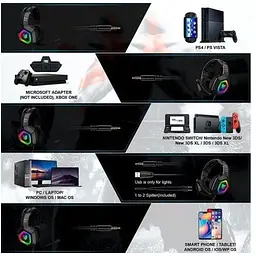 Ігрові навушники з підсвічуванням Onikuma K10 Gaming with LED чорні - мініатюра 9
