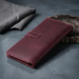 Шкіряне жіноче матове портмоне Grande Pelle 11561 бордовий - мініатюра 4