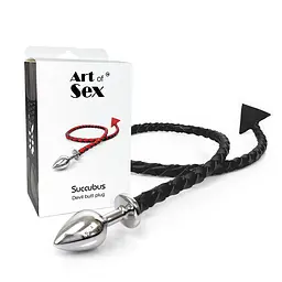 Металева анальна пробка S з диявольським хвостом Art of Sex - Succubus, чорний Art of Sex SX0676 99283 - мініатюра 6