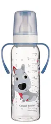 Пляшка з вузьким отвором 250 мл з малюнком і ручкою "BPA FREE" колекція "Кольорова ферма" Синя