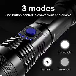 Ручний акумуляторний ліхтар USB l839 - мініатюра 2