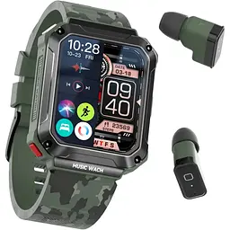 Смарт-годинник з навушниками Lemfo T93 силіконовий ремінець Green (16343-hbr) - мініатюра 3
