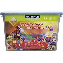 3D магнітний конструктор Магнікон, 198 елементів (МК-198)