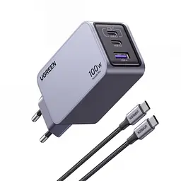 Мережевий зарядний пристрій UGREEN X757 загальна потужність до 100 Вт 2 USB-C та 1 USB-A PD 3.0 QC 4+ PPS (25874)