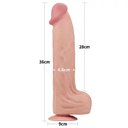 Фалоімітатор LoveToy Sliding-Skin Dual Layer Dong King Sized 36 см тілесний - мініатюра 18