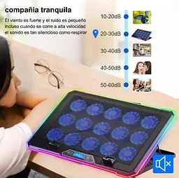 Охолоджувальна підставка для ноутбука до 21 дюймів Ice Coorel K-15D 15 fans RGB - мініатюра 9