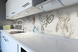 Кухонний фартух Екстрім вінілова наклейка ПВХ спорт скейти олівець Бежевий 65х250 см Happy Pocket Z180776 - мініатюра 6