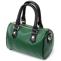 Шкіряна сумка барильце з темними акцентами Vintage 22351 зелена