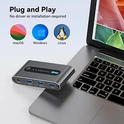 PVBCTCSID 10 Гбіт/с USB C-комутатор для двох ПК, спільне використання пристроїв USB C та A для миші, клавіатури, принтера - мініатюра 5
