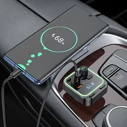 Автомобільний FM модулятор з швидкою зарядкою трансмітер Borofone BC53 Highway PD20W/QC3.0 з Bluetooth V5.0 - мініатюра 7