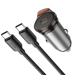 АЗП Hoco NZ16 Rigorous PD30W (1USB-C) + кабель Type-C to Type-C Metal grey - мініатюра 6