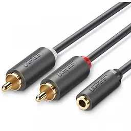 Аудіо кабель Ugreen AV102 3.5 мм Female to 2 RCA Male Audio Cable 1 м сірий (10588)