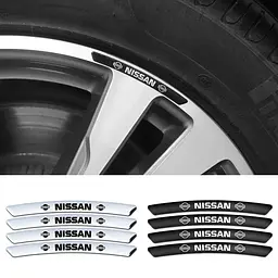 Емблема обода колеса Nissan 4 шт Алюміній наклейка на диски на скотчі Чорні - мініатюра 3