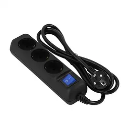 Подовжувач мережевий 2E Power Extension 3 Type F 1.5m 16 A Black - мініатюра 1