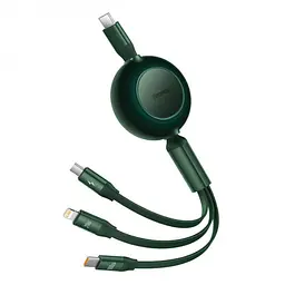 Кабель Baseus Bright Mirror 2 Series Retractable 3-in-1 Cable Type-C to MicroUSB+Lightning+Type-C 100W 1.1m CAMJ010206 Green - мініатюра 2
