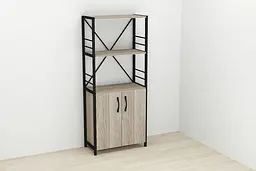 Етажерка 3/60 Ferrum-decor Серії Конект із тумбою 144x60x28 Чорний ДСП Сонома Трюфель (FRD-104446) - мініатюра 2