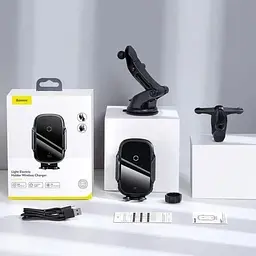 Автотримач із бездротовою зарядкою Baseus Light Electric Holder Wireless Charger 15W - мініатюра 3