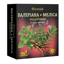 Фіточай "Валеріана+меліса подрібнені" 20 ф/п, дієтична добавка