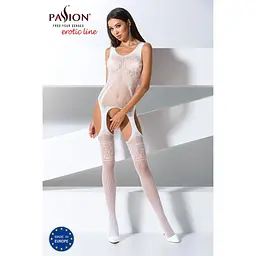 Бодістокінг Passion BS061 комбінезон імітація панчохи S/M/L white - мініатюра 2