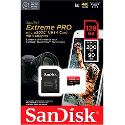 Карта пам'яті SanDisk microSDXC 128GB UHS-I Extreme Pro U3 V30 A2 + SD Adapter (SDSQXCD-128G-GN6MA) [100891] - мініатюра 5