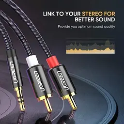 Кабель аудіо Ugreen AV116 2RCA to 3.5 mm стерео розгалужувач 1 м (60240) - мініатюра 2