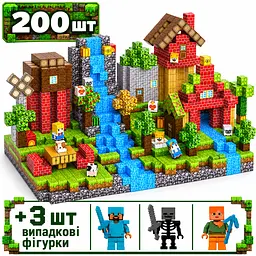Магнітний конструктор Minecraft 200 шт по грі Майнкрафт Лістий Mk001067 - мініатюра 3