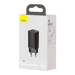 Зарядний пристрій Baseus GaN2 Lite Quick Charger (CCGAN2L-B01), 65W, Type-C, USB, чорний - мініатюра 4