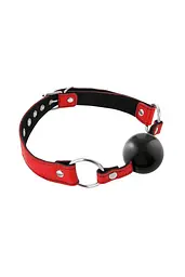 Кляп Fetish Tentation Premium Leather Gag with Silicone Ball (Red)