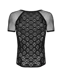 Чоловічі напівпрозорі футболки з орнаментом Obsessive T102 T-shirt чорна S/M/L - мініатюра 5
