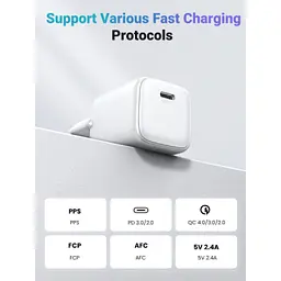 Зарядний пристрій Ugreen USB-C PD 20 Вт GaN X512 білий (55554) - мініатюра 8