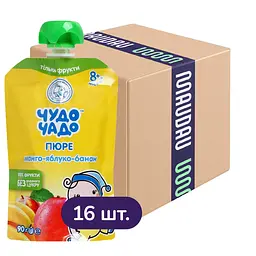 Упаковка пюре Чудо-Чадо Манго-яблоко-банан 1.44 кг (90 г х 16 шт.)