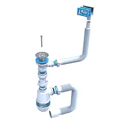 Сифон для мийки SantehPlast M-05.00 1 1/2" з переливом Лотос-мийка + гнучка труба 40х40/50 30412 - мініатюра 2