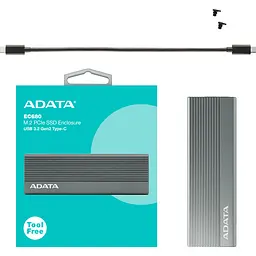 Зовнішня кишеня ADATA EC680 M.2 PCIe SSD to USB 3.2 Gen 2 Gray (EC680-CCGY) [158288] - мініатюра 6