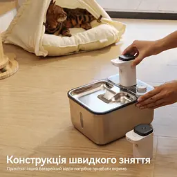 Фонтан для кота Qinliy 3,5 л з акумулятором та датчиком руху, нержавіюча сталь - мініатюра 4