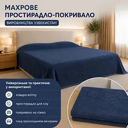 Простирадло махрове Vin San 200х220 щільність 400 г/м2 синє - мініатюра 3
