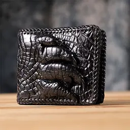 Портмоне з натуральної шкіри крокодила чорне CROCODILE LEATHER 18004 - мініатюра 8