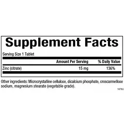 Дієтична добавка Natural Factors Zinc Citrate 15 мг 90 таблеток - мініатюра 2