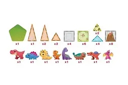 Конструктор магнітний DINOSAUR SET з 8 фігурками динозаврів PTQ13/28848 PICASSO TILES 38 деталей у коробці - мініатюра 4