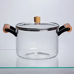 Каструля скляна Yiwu HP-34-109 4.5 л з кришкою, діаметр 20 см, боросилікатне скло для готування - мініатюра 5