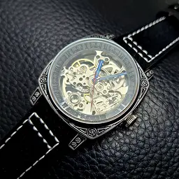 Механічні Наручний годинник скелетон з автопідзаводом Skmei 9271 Black, 9271BK (18388) - мініатюра 9