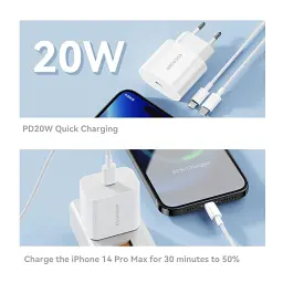 Зарядний пристрій Essager USB-C PD20W + cable USB-C to Lightning white (EFJB02-XBL02-T) - мініатюра 5