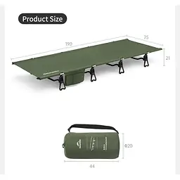Ліжко туристичне складане Naturehike XJC08 CNK2550WS020 (поліестер + алюміній) Чорний - мініатюра 3