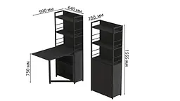 Стіл книжка з етажеркою Практик 2 Ferrum-decor 1555x640x990 Чорний метал ДСП Сосна Кембра 16 мм (FRD-104627) - мініатюра 2
