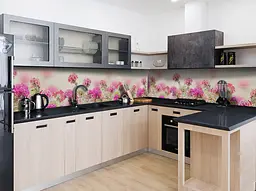 Вініловий кухонний фартух Пеларгонія наклейка для кухні калачики Квіти Рожевий 65х250 см Happy Pocket Z181614 - мініатюра 3