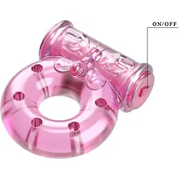 Кільце з вібрацією і презервативом Lybaile Vibrator & condom BI-010081, Рожевий - мініатюра 6