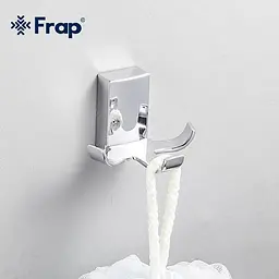 Гачок потрійний для ванної Frap F1805-3 з 2-ма накладками, білий/хром, Хром - мініатюра 2