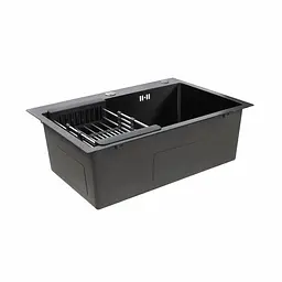 Кухонна мийка Platinum Handmade 65x45 PVD чорна (сифон круглий 3.0/0.8) - мініатюра 4