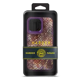 Кожаный чехол для Apple iPhone 14 Pro Max, Harder Nagas, фиолетовый, термополиуретан ТПУ + экокожа с имитацией кожи Наги, панель, защита корпуса, противоударный, микрофибра, рамка вокруг камеры, защита всего корпуса, (ARM76759) - мініатюра 3